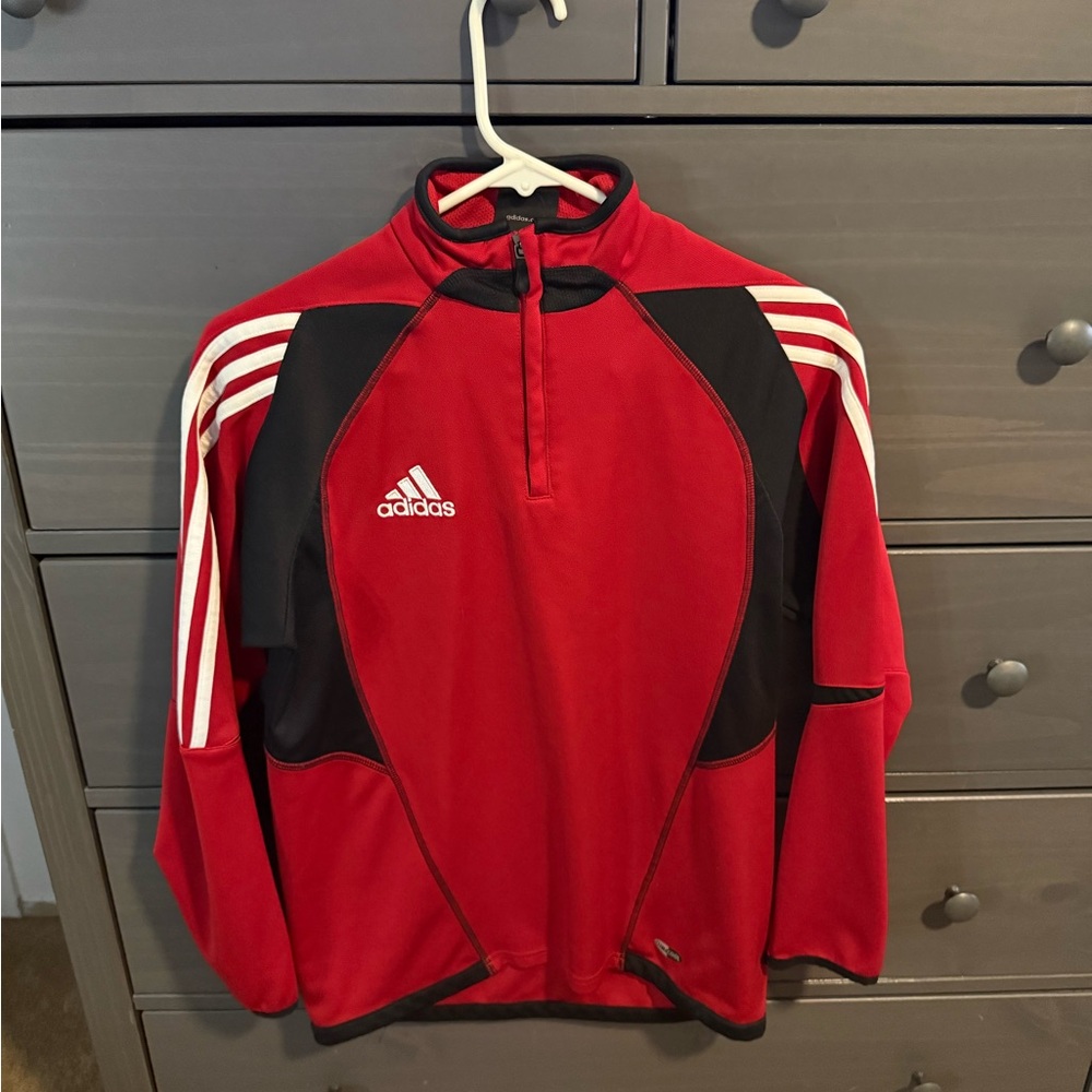 Adidas Red and Black Quarter-Zip Top
